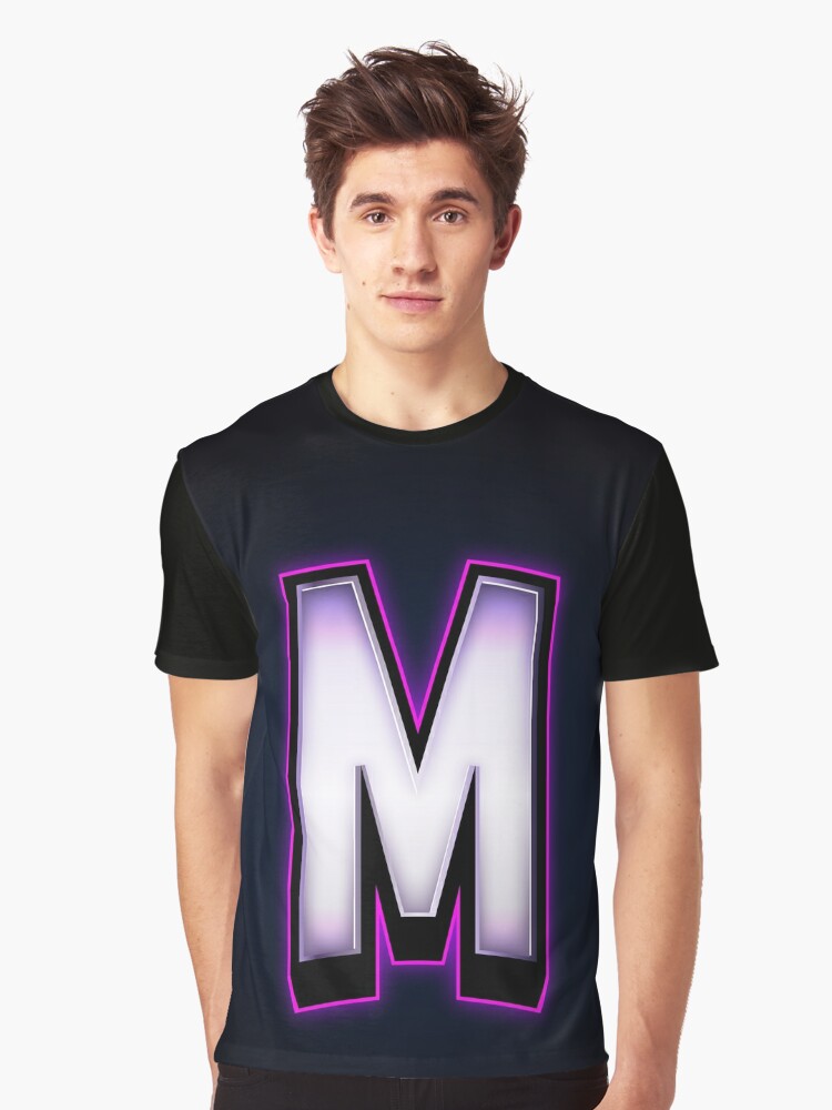 purple shirt with black letters