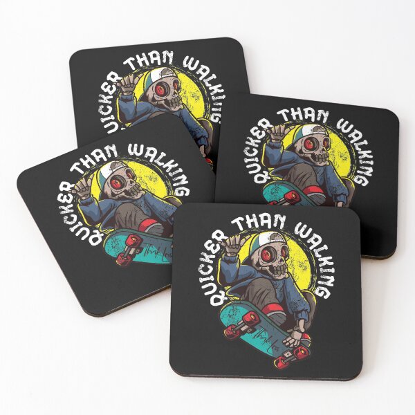Item preview, Skateboarder Skateboard Quote Skeleton Skater Quicker than walking designed and sold by FalkDania.