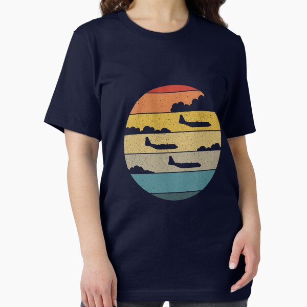 C-130 Hercules Silhouette Retro Sunset Airplane Flying C130 Gear Essential T-Shirt