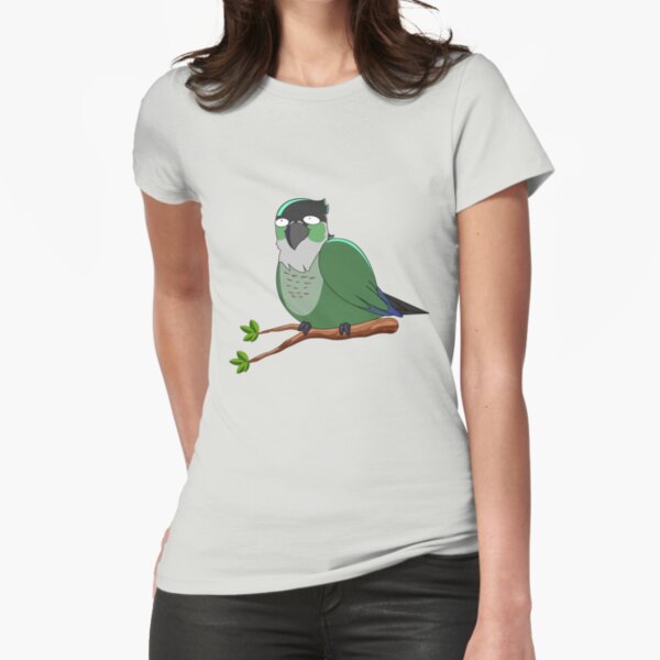 Jaiden animations green cute bird on a leaf, parrot watching you funny |  Photographic Print