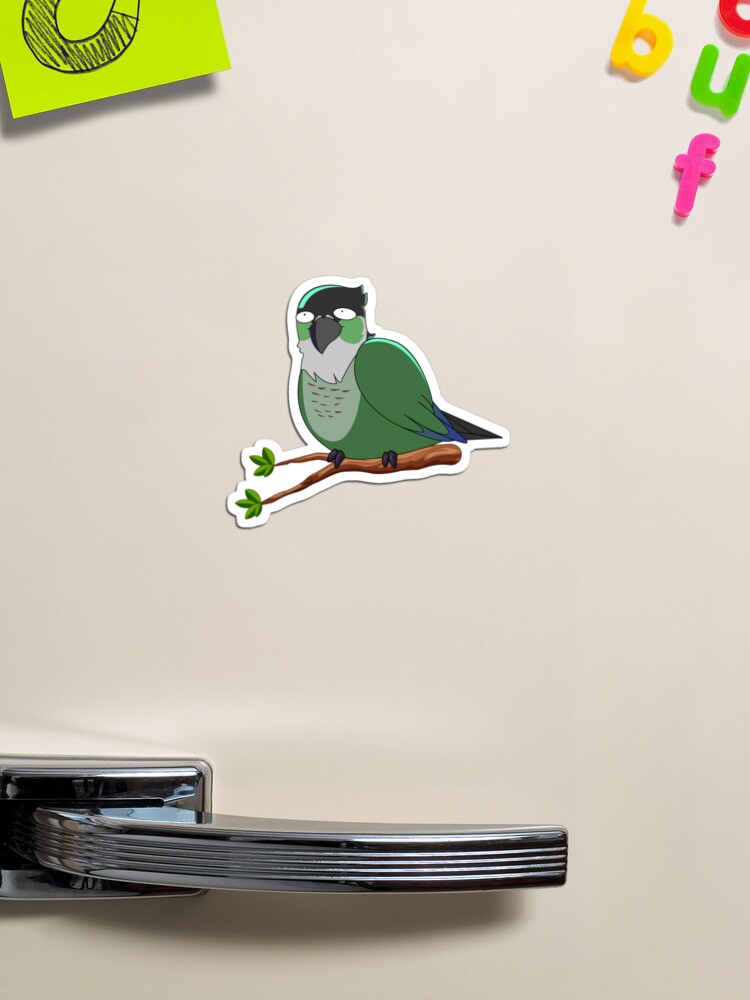 Jaiden animations green cute bird on a leaf, parrot watching you funny   Greeting Card for Sale by SGS