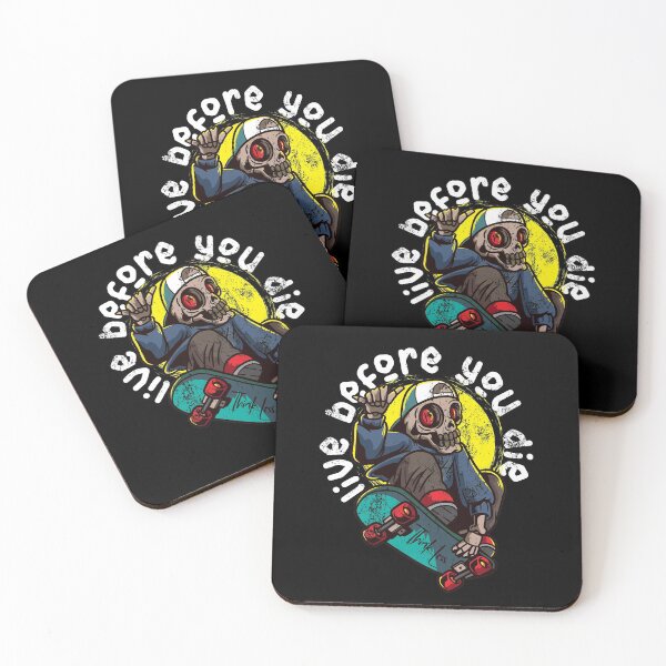 Item preview, Skateboarder Skateboard Quote Skeleton Skater Live before you die designed and sold by FalkDania.