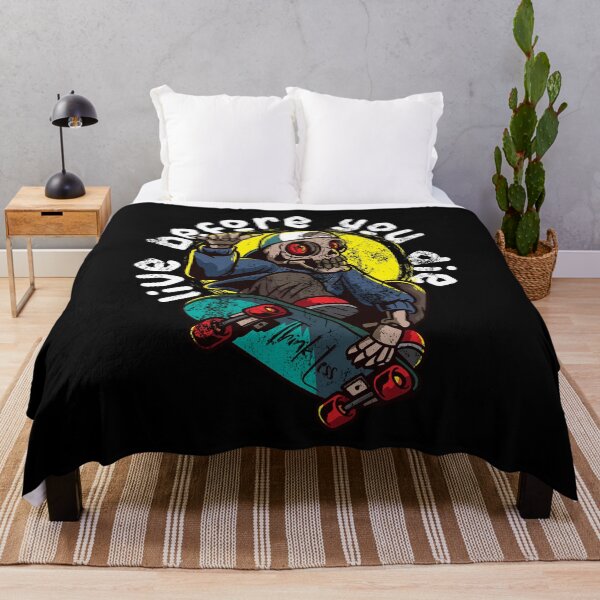 Item preview, Skateboarder Skateboard Quote Skeleton Skater Live before you die designed and sold by FalkDania.