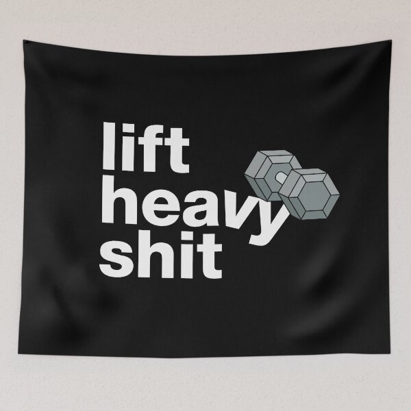 Item preview, "Lift heavy shit" motivating crossfit statement with dumbbell designed and sold by TrueType.