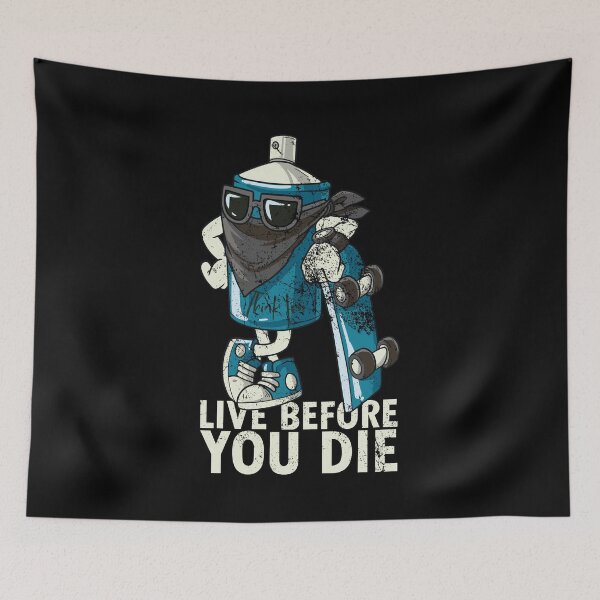 Item preview, Skateboarder Skateboard Quote Graffiti Skater Live before you die designed and sold by FalkDania.