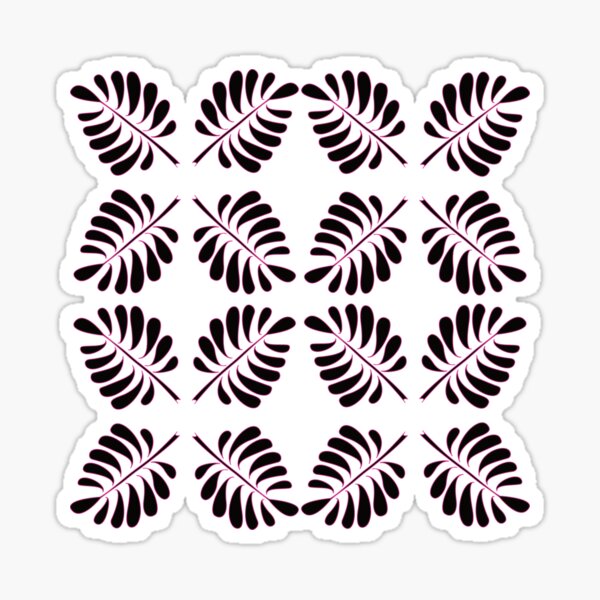 Gefiedertes Blatt schwarz und pink Sticker