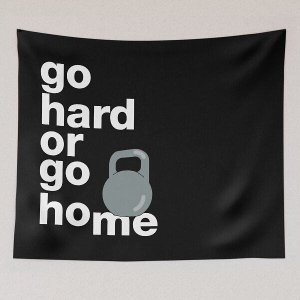 Item preview, “Go hard or go home” motivating crossfit statement with kettlebell designed and sold by TrueType.