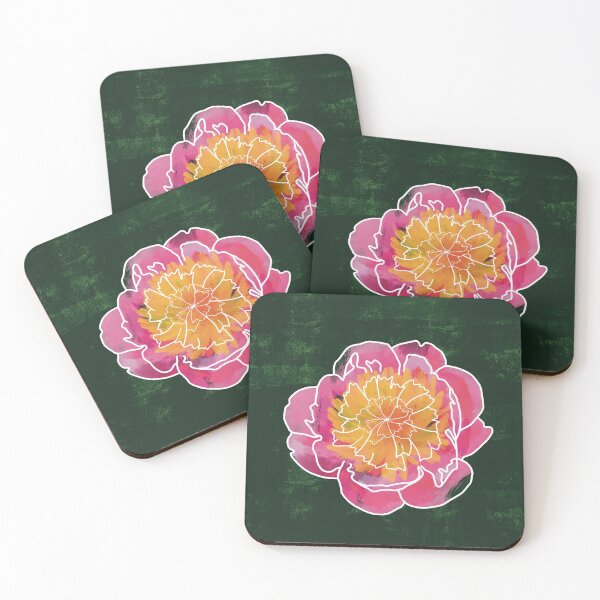 Item preview, Pink peony on green background  designed and sold by DesignsByJaycee.