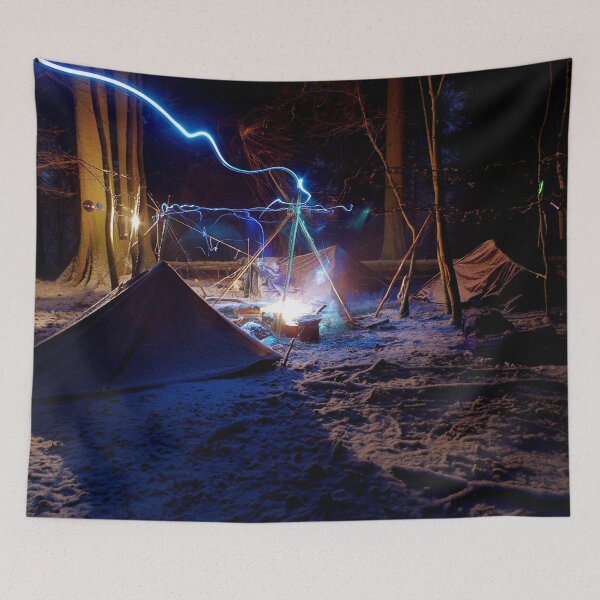 Item preview, Overnight in the forest with fire and snow designed and sold by Treemonk.