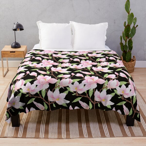 Item preview, magnolia blossoms on black designed and sold by linagaiaart.