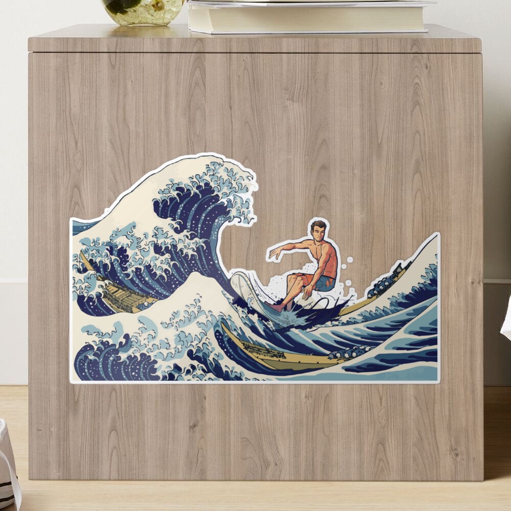 Surfer Big wave off Kanagawa Japanese surf Sticker by Lenny Stahl