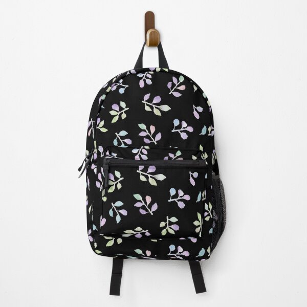 Item preview, Watercolor Pastel Colors Leaves Pattern Black Bg designed and sold by amazingjoy.
