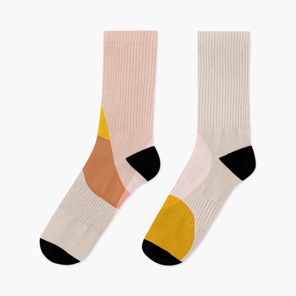 Item preview, Abstract round retro shapes and circles in yellow, terracotta and delicate skin tones designed and sold by Nadezda Kravcenko.