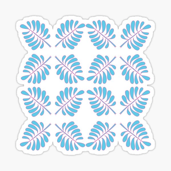 Gefiedertes Blatt blau und pink Sticker