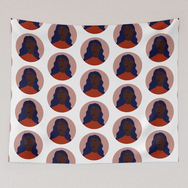 Item preview, Bold Modern Portrait of Black Woman with Blue Hair designed and sold by Illustratebynat.