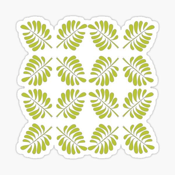 Gefiedertes Blatt in grün auf schwarzem Grund Sticker