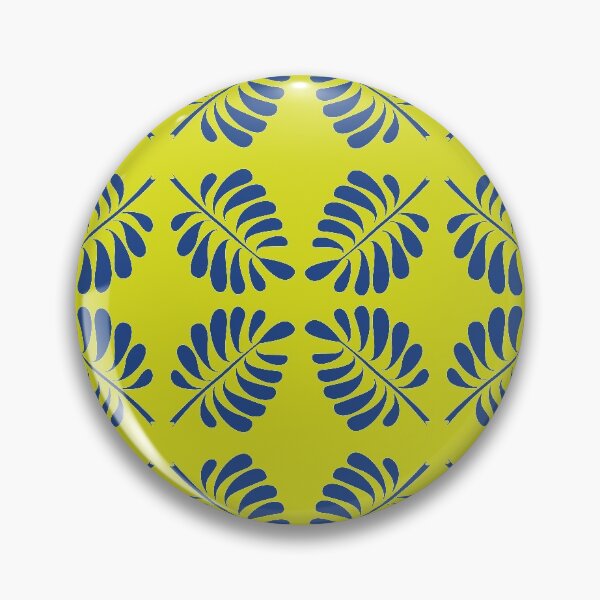 Item preview, Pinnate blue leaves on a yellow-green background designed and sold by AmilysFriends.