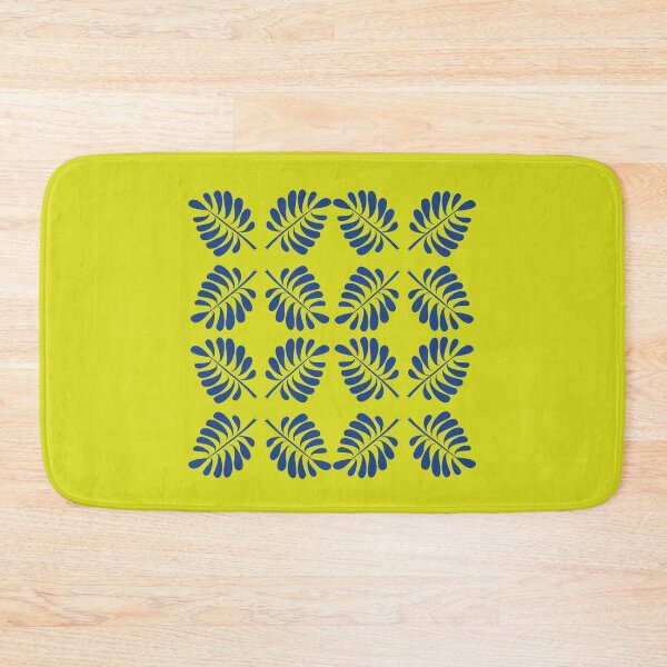 Item preview, Pinnate blue leaves on a yellow-green background designed and sold by AmilysFriends.
