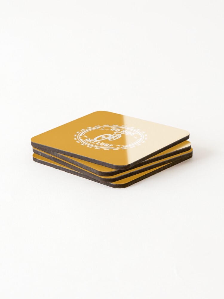 Thumbnail 4 of 5, Coasters (Set of 4), Go Ride Get Lost Bike Chain Logo MTB White designed and sold by RabeDesigns.
