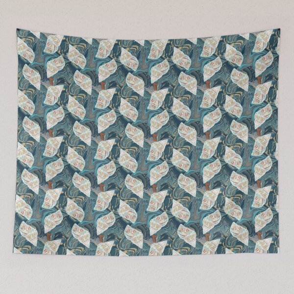 Item preview, Scattered shells on marbled background designed and sold by sueshorman.