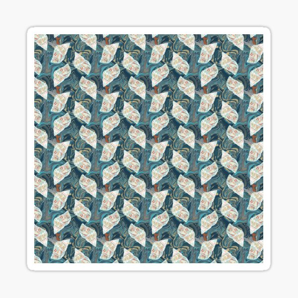 Scattered shells on marbled background Sticker