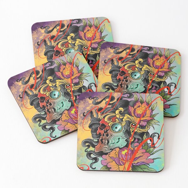 Item preview, Teschio con peonie by Luke Red designed and sold by lukeredtattoo.