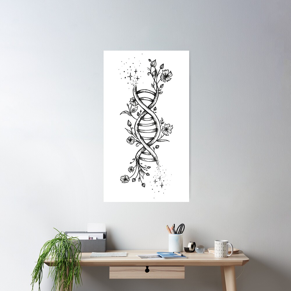 Dna Chain Art Nouveau Flowers Tattoo Stock Vector (Royalty Free) 1196230357  | Shutterstock