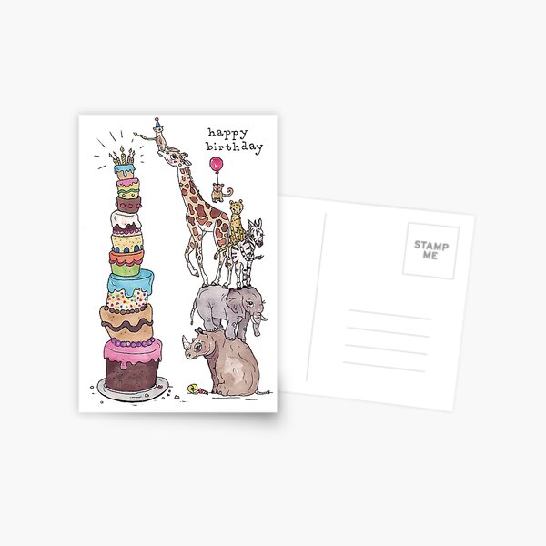 Zoo Animals Happy Birthday Postcard