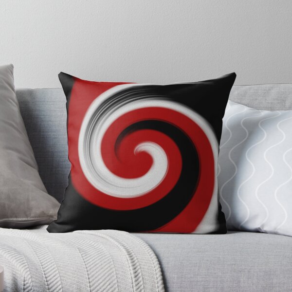 Decorative Red And White Whirl Throw Pillow