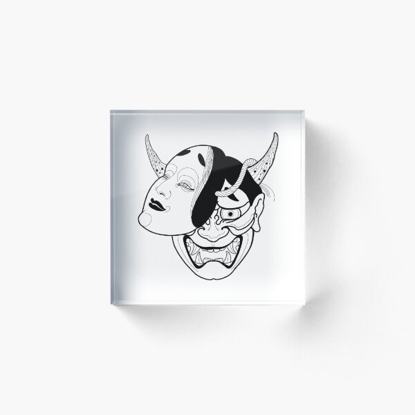 Hannia mask by Luke red Acrylic Block
