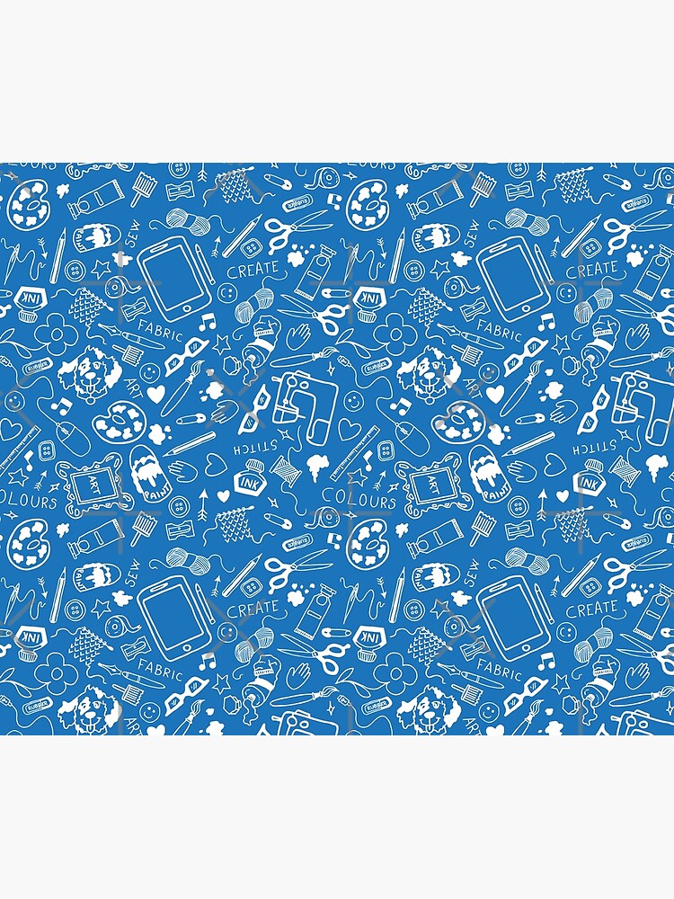 Doodle for creatives or back to school - white on blue by PrintablesP