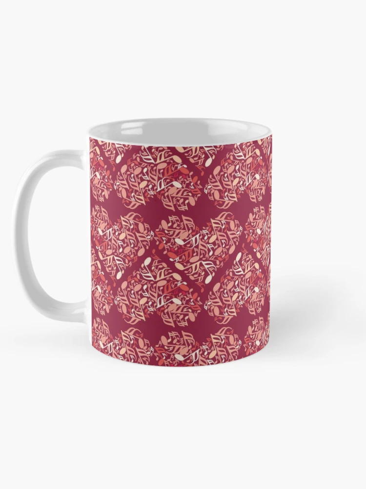 Thumbnail 5 of 6, Coffee Mug, Music Notes Heart Reds Pattern designed and sold by BartholGraphics.