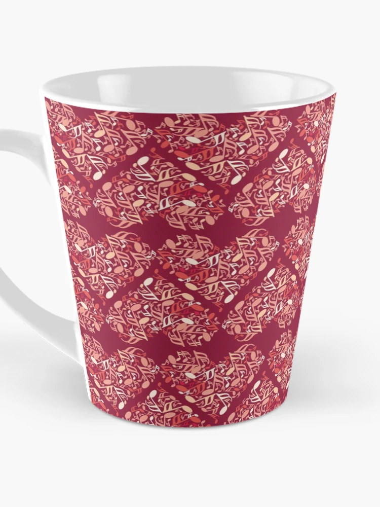 Thumbnail 3 of 4, Coffee Mug,  Music Notes Heart Reds Pattern designed and sold by BartholGraphics.