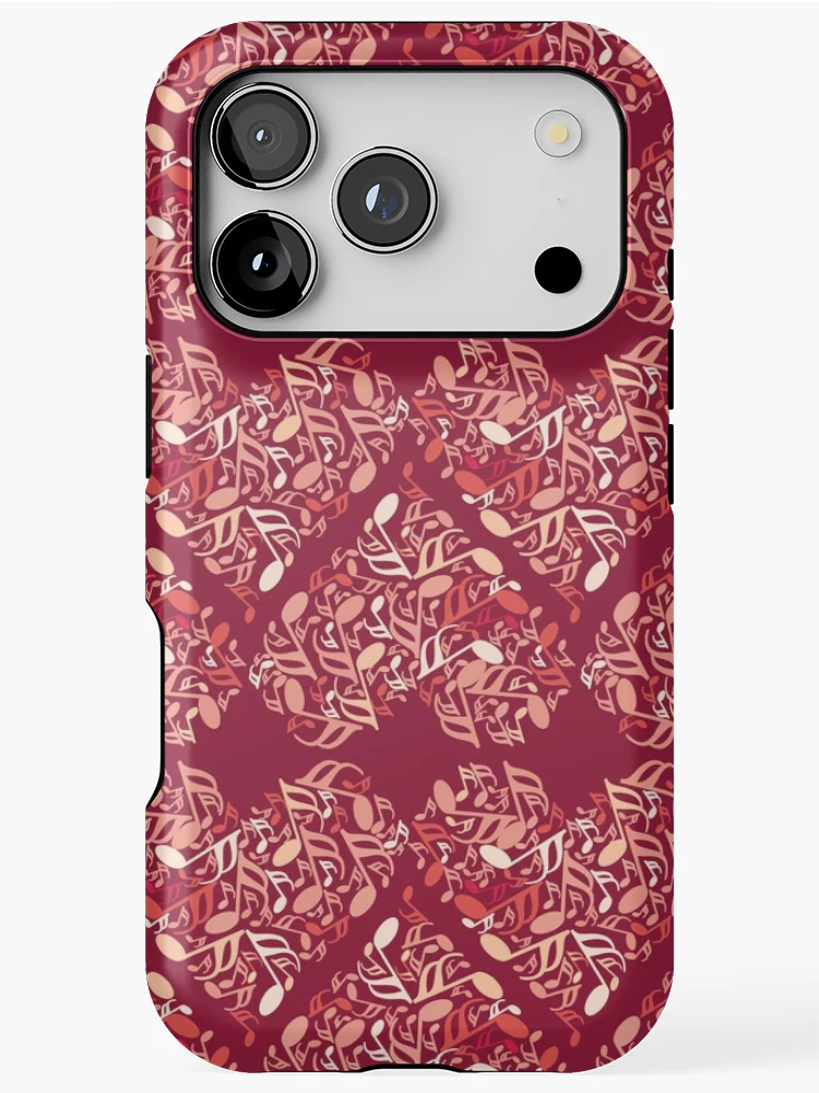 Thumbnail 1 of 4, iPhone Case, Music Notes Heart Reds Pattern designed and sold by BartholGraphics.