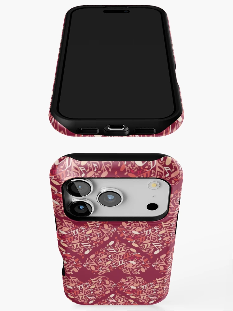 Thumbnail 3 of 4, iPhone Case, Music Notes Heart Reds Pattern designed and sold by BartholGraphics.