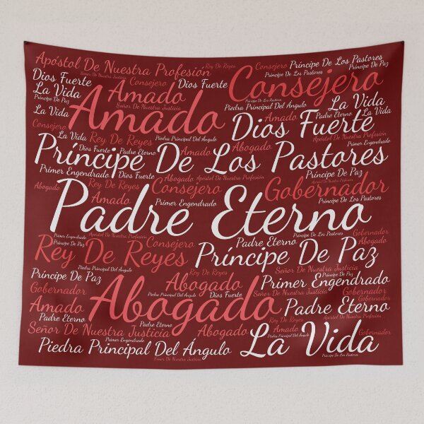 Item preview, Names of Jesus 5 Spanish Scripture Art Burgundy designed and sold by NombresDeJesus.