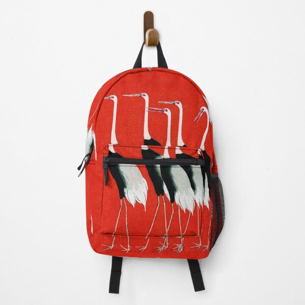 Item preview, BLACK WHITE RED CROWN CRANES FLOCK  Japanese Art designed and sold by BulganLumini.