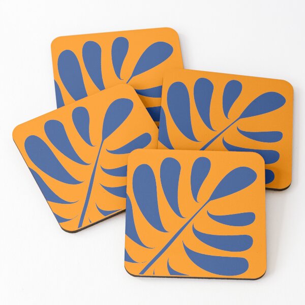 Item preview, Pinnate leaves blue on orange designed and sold by AmilysFriends.