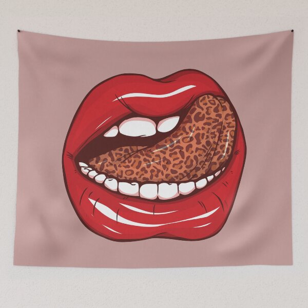 Item preview, Leopard tongue sticking out with love Sexy Female Beautiful mouth designed and sold by mashmosh.