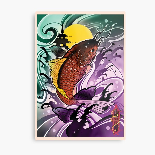 koi fish by Luke Red Metal Print