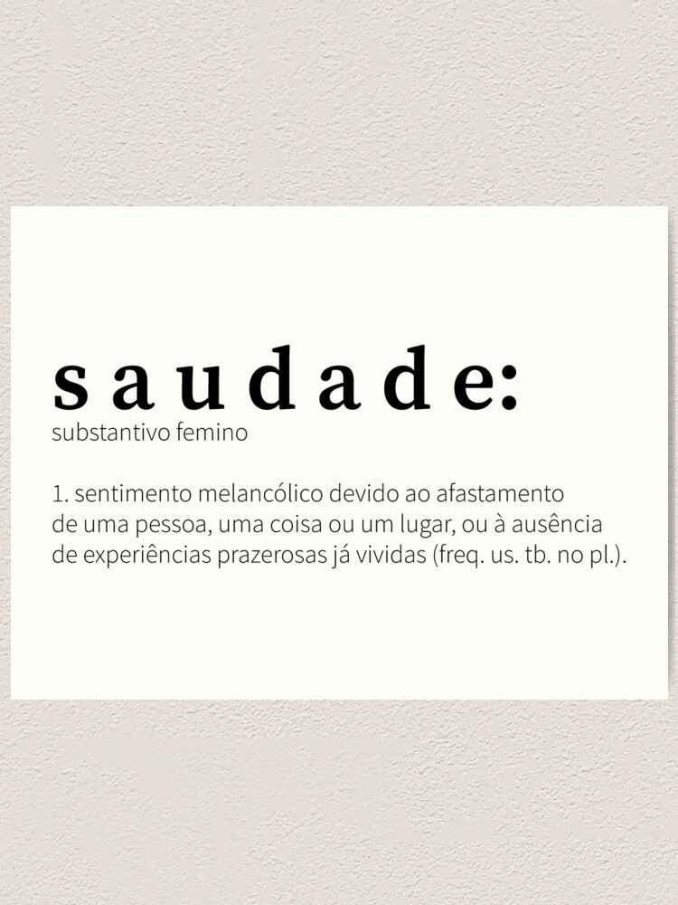 Saudade Definition Art Print Black and White Modern Minimalist