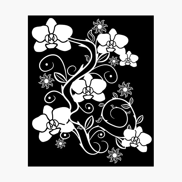 Aperçu de l'œuvre orchidées blanches fleurs, ornements, pétales, floral créée et vendue par rhnaturestyles.