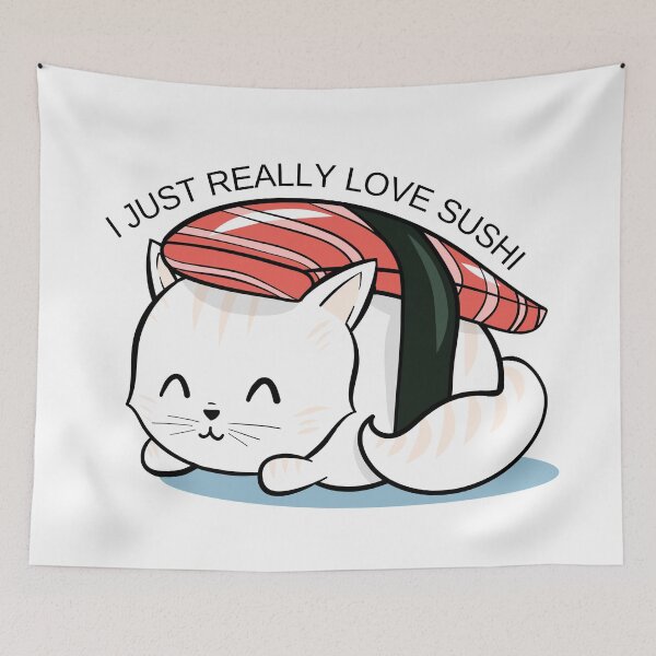 Item preview, Funny Sushi Cat Roll | I Just Really Love Sushi designed and sold by KarolinaPaz.