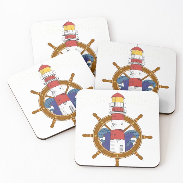 Item preview, Steering wheel lighthouse illustration designed and sold by tfandesigns.