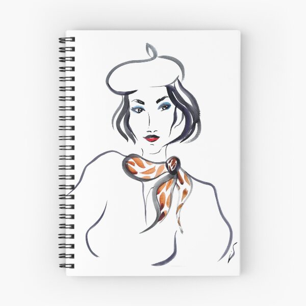 Item preview, Paris girl Line drawing woman bw  Elegent stylish print White minimalist designed and sold by irusca_ artworks.