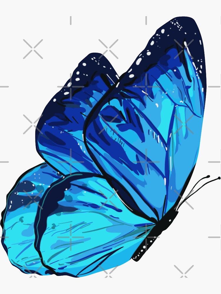 Blue Butterfly - Light and Dark Blue  Sticker for Sale by annedesignco