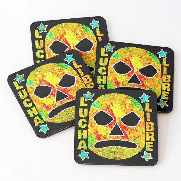 Item preview, Lucha Libre 4 Stars - original acrylic and spray paint work on 10x10" canvas designed and sold by PixelPalmer.