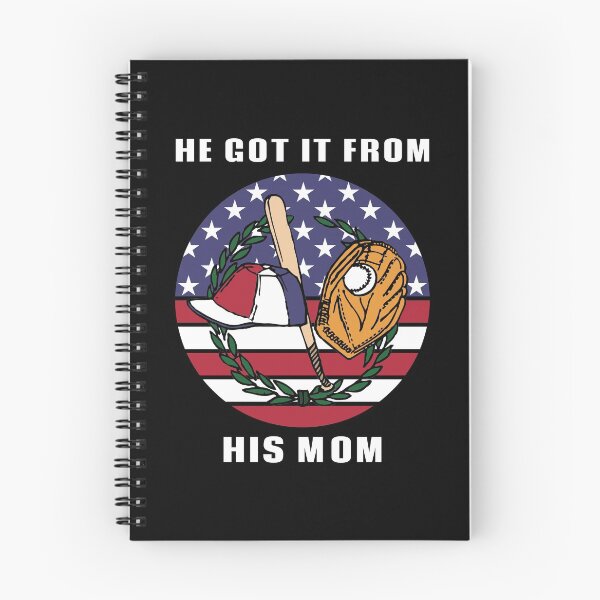 Item preview, He Got it From His Mom American Flag Baseball Player designed and sold by liftdesign.