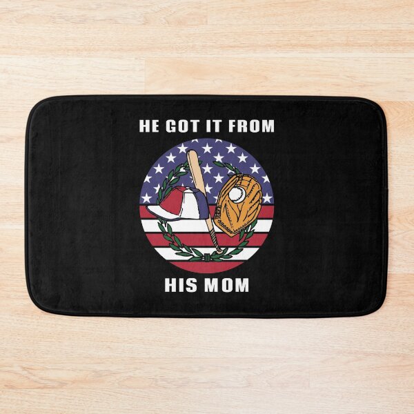 Item preview, He Got it From His Mom American Flag Baseball Player designed and sold by liftdesign.
