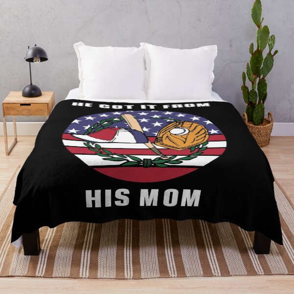 Item preview, He Got it From His Mom American Flag Baseball Player designed and sold by liftdesign.